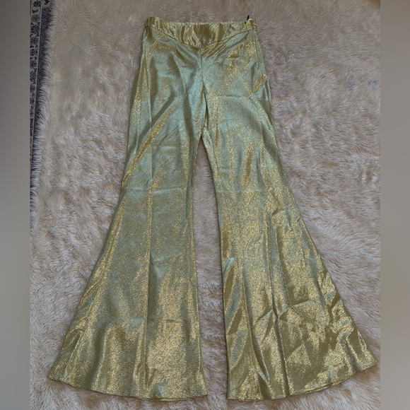 Forte Forte Pants - NWT Forte Forte Metallic Gold High-Waist Flared Pants - Size 8